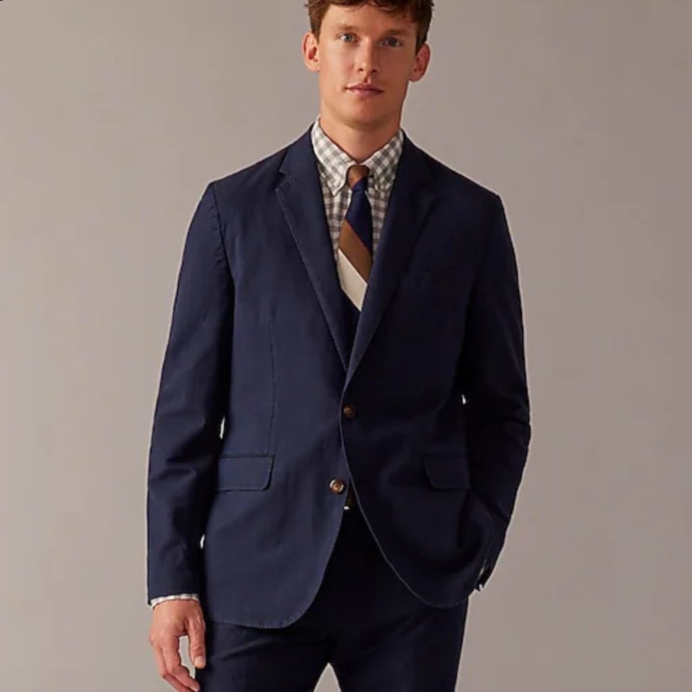 J Crew Ludlow slim fit unstructured 38R jacket navy Baird McNutt Irish linen…